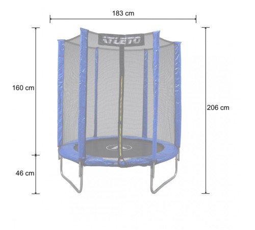 Батут дитячий з сіткою 183 см Atleto синій + подарунок м'ячик