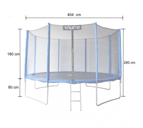 Батут дитячий з сіткою та драбинкою 252 см Atleto синій + подарунок м'ячик
