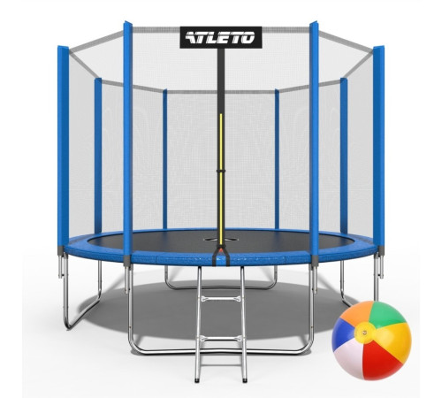 Батут Atleto 42400458 з зовнішньою сіткою 374 см синій
