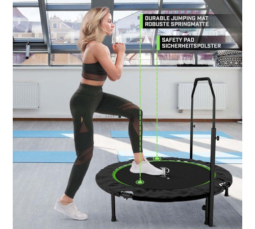 Батут для фітнесу Physionics JG86931 з поручнем 3,5 футів 101 см чорно-зелений Батут для фітнесу Physionics JG86931 з поручнем 3,5 футів 101 см чорно-зелений