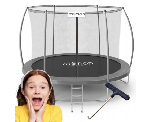 Батут Jumi Motion Sport Line Premium 10ft (305см) з внутрішньою сіткою сірий