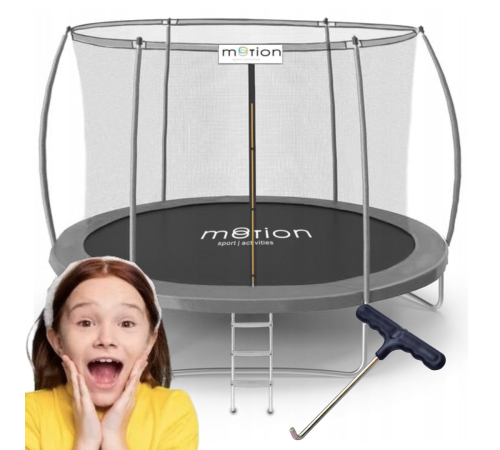 Батут Jumi Motion Sport Line Premium 10ft (305см) з внутрішньою сіткою сірий