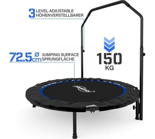 Батут для фітнесу Physionics JG86914 з поручнем 3,5 футів 101 см чорно-синій Батут для фітнесу Physionics JG86914 з поручнем 3,5 футів 101 см чорно-синій
