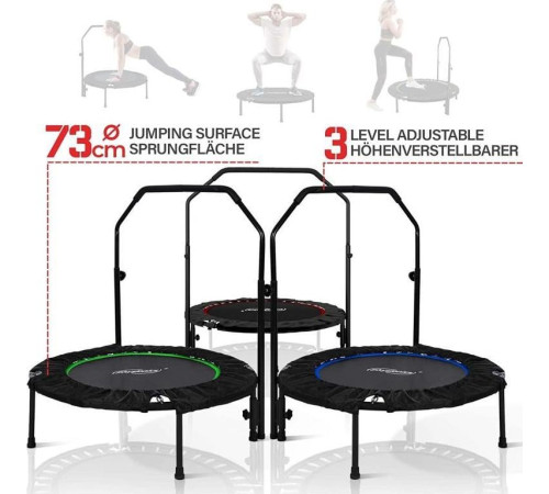 Батут для фітнесу Physionics JG86932 з поручнем 3,5 футів 101 см чорно-червоний Батут для фітнесу Physionics JG86932 з поручнем 3,5 футів 101 см чорно-червоний