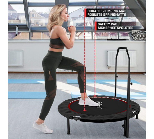 Батут для фітнесу Physionics JG86932 з поручнем 3,5 футів 101 см чорно-червоний Батут для фітнесу Physionics JG86932 з поручнем 3,5 футів 101 см чорно-червоний