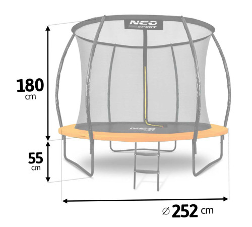 Батут садовий профільований 8 футів/ 252 см з сіткою Neo-Sport