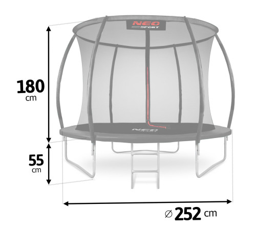 Батут садовий профільований 8футів/ 252 см з сіткою Neo-Sport