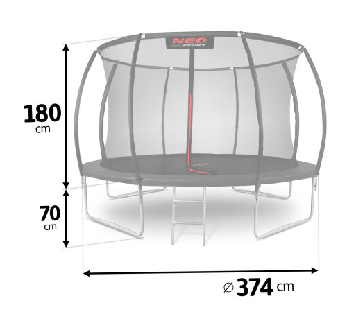 Батут садовий профільований 12 футів/ 374 см з сіткою Neo-Sport