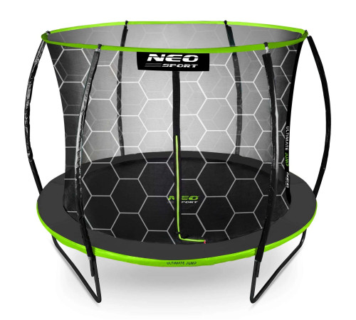 Батут Neo-Sport з внутрішньою сіткою 8 футів 252 см чорно-зелений Батут Neo-Sport з внутрішньою сіткою 8 футів 252 см чорно-зелений