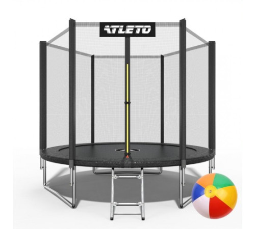 Батут Atleto 42400443 з зовнішньою сіткою 252 см чорний Батут Atleto 42400443 з зовнішньою сіткою 252 см чорний
