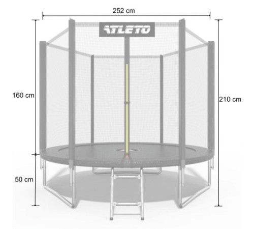 Батут Atleto 42400443 з зовнішньою сіткою 252 см чорний Батут Atleto 42400443 з зовнішньою сіткою 252 см чорний