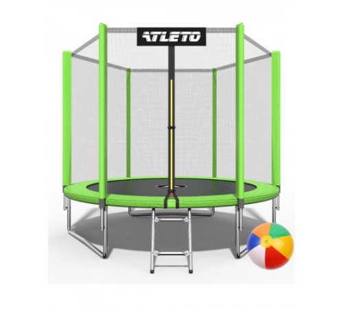 Батут Atleto 42400444 з зовнішньою сіткою 252 см зелений