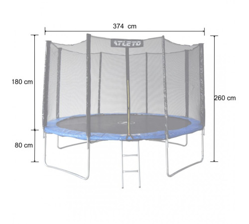 Батут Atleto 374 см з сіткою + драбинка