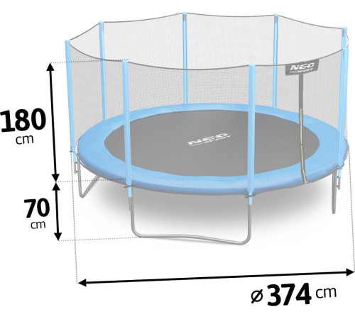 Садовий батут Neo-Sport NS-12Z181 з сіткою для вулиці 12,5 FT 374 см