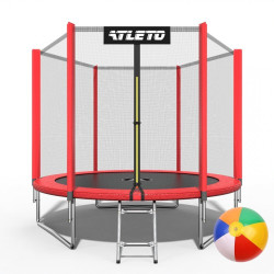 Батут Atleto 42400474 з зовнішньою сіткою 312 см червоний