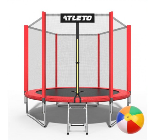Батут Atleto 42400474 з зовнішньою сіткою 312 см червоний Батут Atleto 42400474 з зовнішньою сіткою 312 см червоний