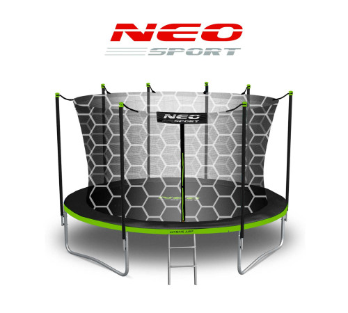 Батут Neo-Sport з внутрішньою сіткою 12 футів 374 см чорно-зелений Батут Neo-Sport з внутрішньою сіткою 12 футів 374 см чорно-зелений