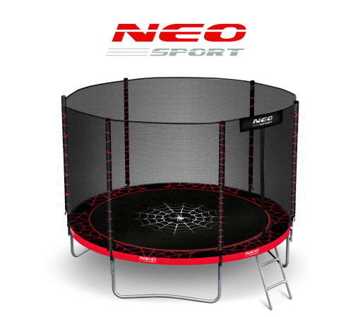 Батут Neo-Sport з зовнішньою сіткою 252 см чорно-червоний Батут Neo-Sport з зовнішньою сіткою 252 см чорно-червоний