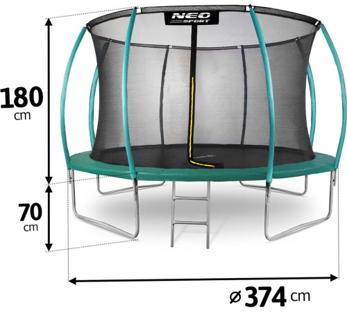 Садовий батут Neo-Sport NS-12C181 з внутрішньою сіткою 12,5 FT 374 см