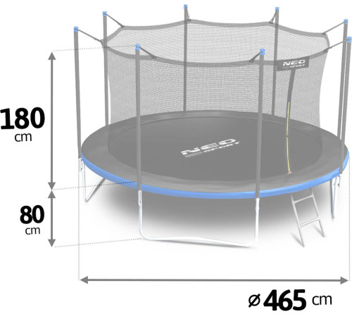 Садовий батут Neo-Sport NS-15W241 з сіткою для приміщень 15 FT 465 см