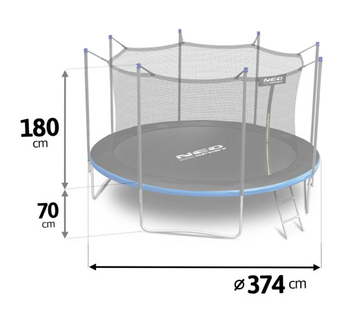 Батут садовий 12 футів/ 374 см з сіткою та драбинкою Neo-Sport