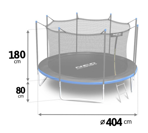 Батут садовий 13 футів/ 404 см з сіткою та драбинкою Neo-Sport