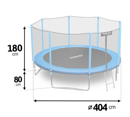 Батут садовий 13 футів/ 404 см з сіткою та драбинкою Neo-Sport