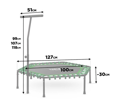 Батут для фітнесу з ручкою 127 см Neo-Sport шестикутний зелений