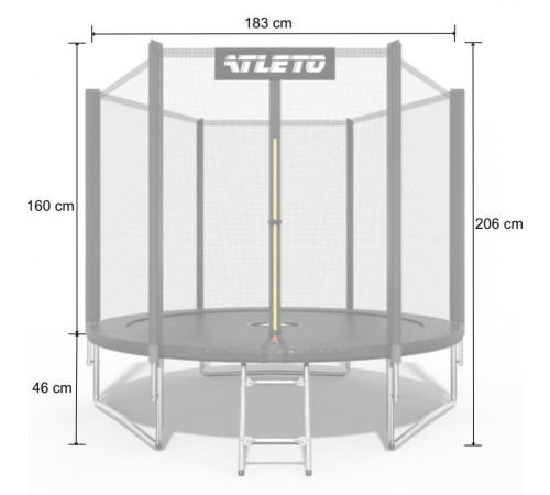 Батут Atleto 42400455 із зовнішньою сіткою 183 см чорний