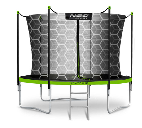 Батут Neo-Sport з внутрішньою сіткою 8 футів 252 см чорно-зелений Батут Neo-Sport з внутрішньою сіткою 8 футів 252 см чорно-зелений
