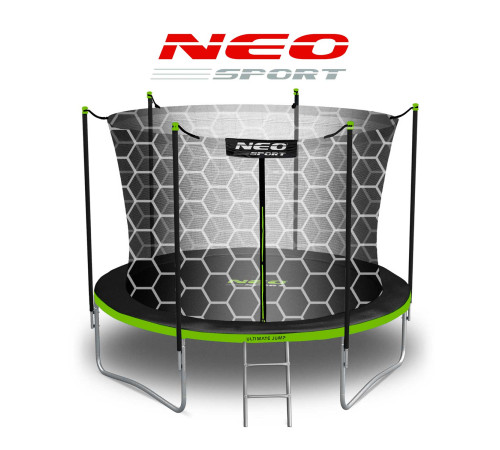 Батут Neo-Sport з внутрішньою сіткою 8 футів 252 см чорно-зелений Батут Neo-Sport з внутрішньою сіткою 8 футів 252 см чорно-зелений