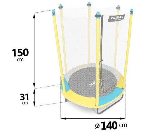 Батут садовий для дітей 140 см/ 4,5 фути Neo-Sport