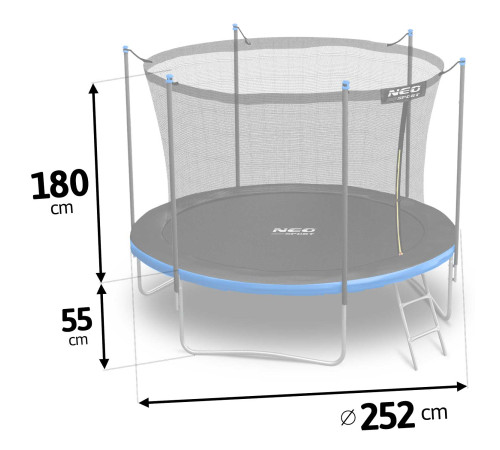 Батут садовий 8 футів/252 см з сіткою та драбинкою Neo-Sport