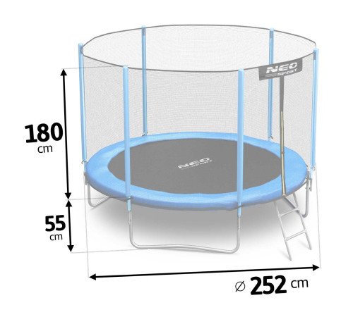 Батут садовий 8 футів/252 см з сіткою та драбинкою Neo-Sport