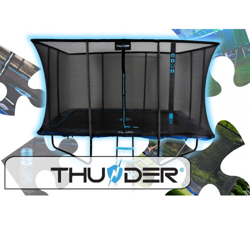 Батут THUNDER OUTSIDE PHENOM з зовнішньою сіткою 10 х 14 футів чорно-блакитний