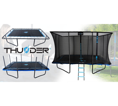 Батут THUNDER OUTSIDE PHENOM з зовнішньою сіткою 10 х 14 футів чорно-блакитний