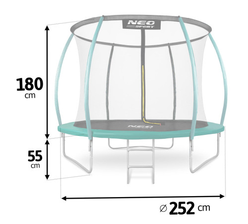 Батут садовий профільований 8 футів/252 см з внутрішньою сіткою Neo-Sport