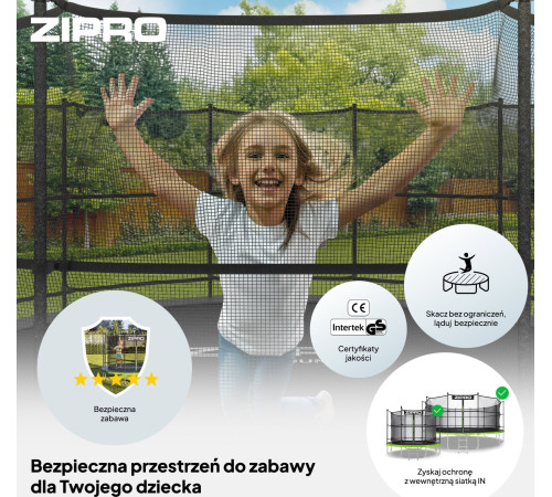 Батут Zipro Jump Pro з внутрішньою сіткою 6 футів 183 см чорно-зелений Батут Zipro Jump Pro з внутрішньою сіткою 6 футів 183 см чорно-зелений