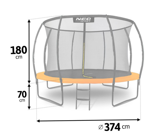 Батут садовий профільований 12 футів/ 374 см з сіткою Neo-Sport