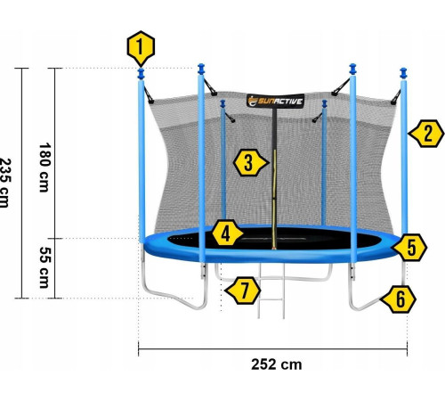 Садовий батут SunActive TR 8FT-2 з внутрішньою сіткою 8 FT 252 см
