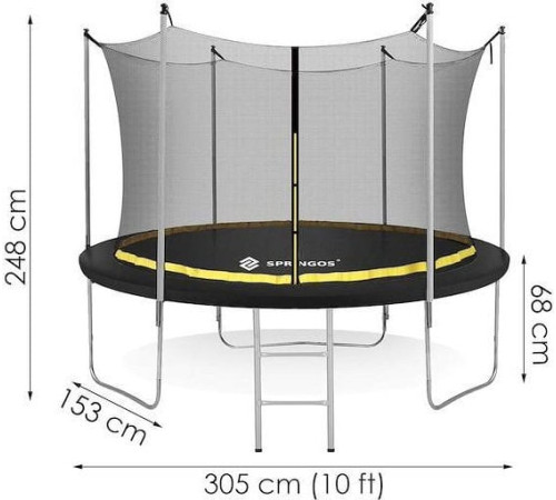 Батут садовий Springos TP0006 з внутрішньою сіткою 10 FT 305 см