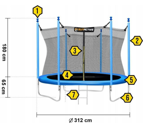 Садовий батут SunActive TR 10FT-2 з внутрішньою сіткою 10 FT 312 см