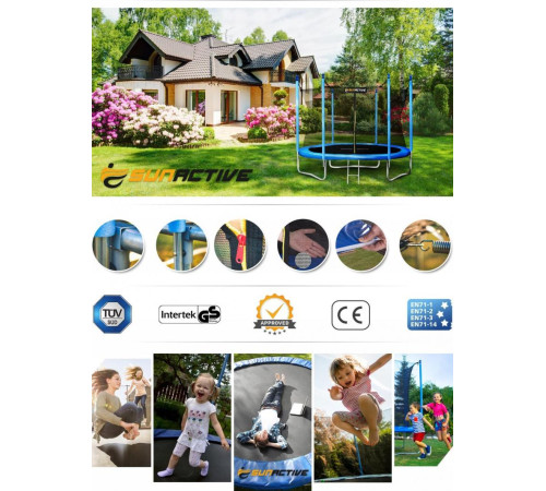 Батут SunActive TR 10FT-2 з внутрішньою сіткою 10 футів 312 см блакитний Батут SunActive TR 10FT-2 з внутрішньою сіткою 10 футів 312 см блакитний
