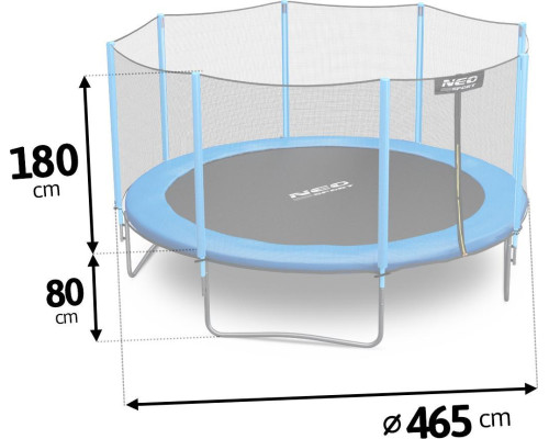 Садовий батут Neo-Sport NS-15Z181 з відкритою сіткою 15,5 FT 465 см