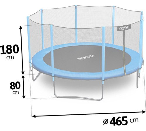 Садовий батут Neo-Sport NS-15Z181 з відкритою сіткою 15,5 FT 465 см