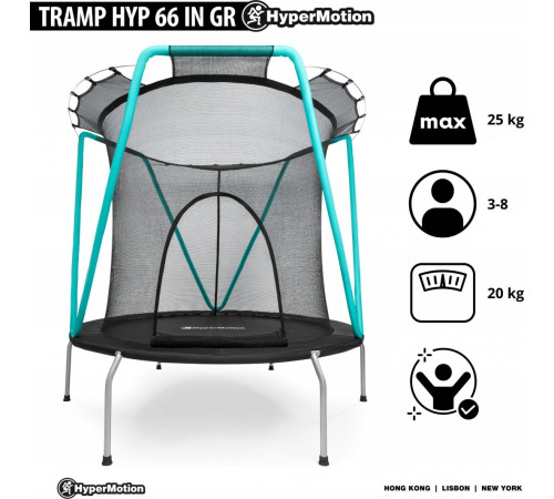 Батут Jumi Hyper Motion HYP 66 IN GR з внутрішньою сіткою 5,5 футів 167 см бірюзовий