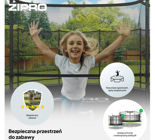 Батут Zipro Jump Pro з внутрішньою сіткою 16 футів 496 см чорно-зелений Батут Zipro Jump Pro з внутрішньою сіткою 16 футів 496 см чорно-зелений