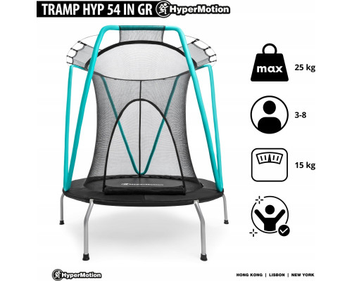 Садовий батут HyperMotion HYP 54 IN GR з внутрішньою сіткою 4,5 FT 153 см