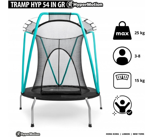 Батут Jumi Hyper Motion HYP 54 IN GR з внутрішньою сіткою 4,5 футів 137 см бірюзовий