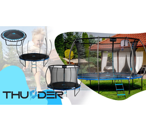 Батут THUNDER INSIDE ULTRA з внутрішньою сіткою 14 футів 435 см чорно-блакитний Батут THUNDER INSIDE ULTRA з внутрішньою сіткою 14 футів 435 см чорно-блакитний